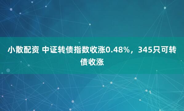 小散配资 中证转债指数收涨0.48%，345只可转债收涨